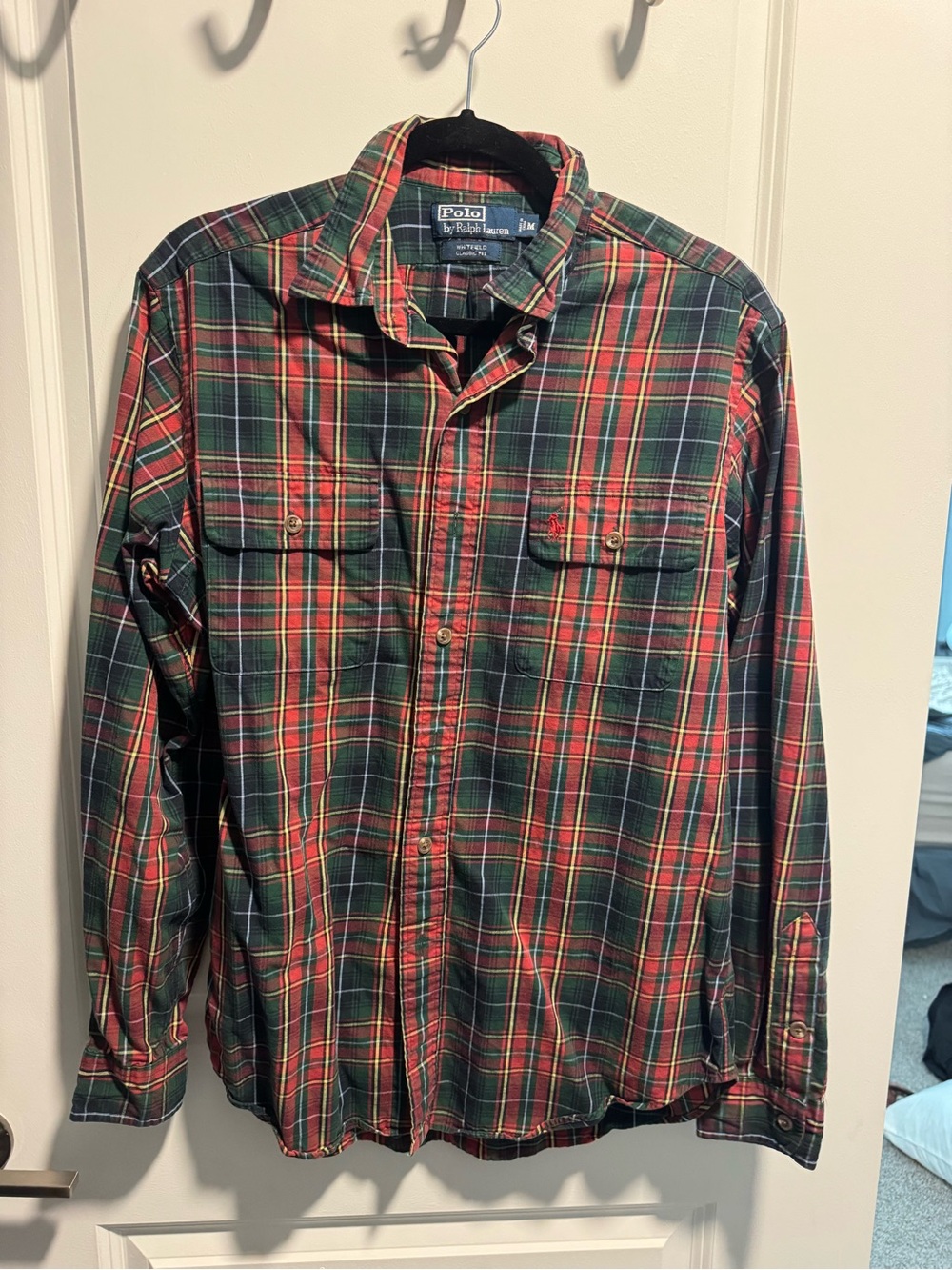 Polo Ralph Lauren Whitfield Classic Fit Plaid Shirt Men’s M Green Red Tartan